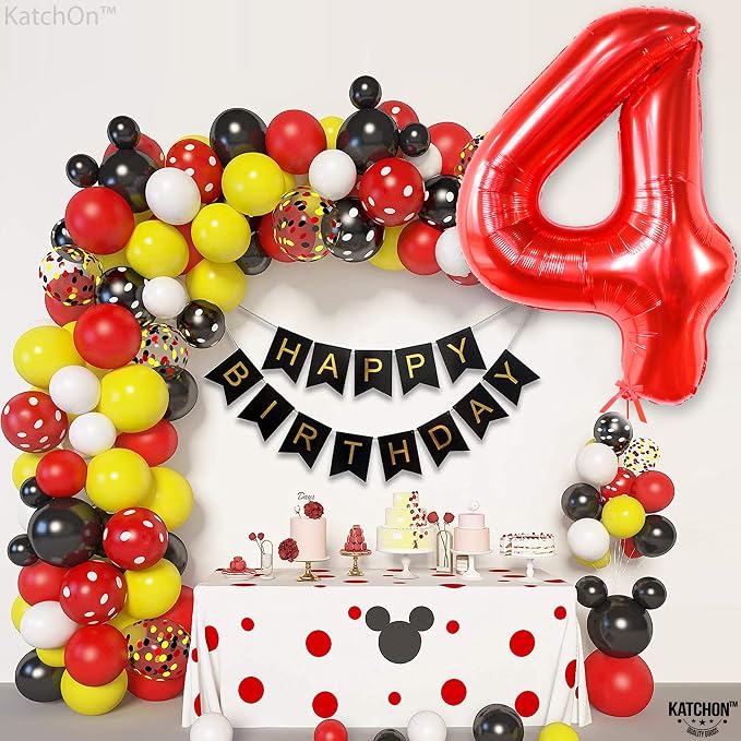 KatchOn Red Number 4 Balloons 40 Inch, 4 Birthday Decorations | Red 4 Balloon - Image 8
