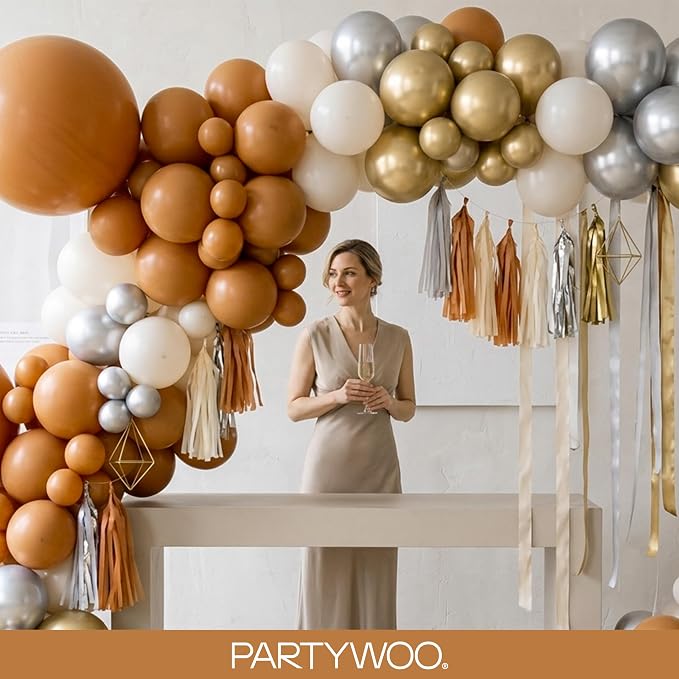 PartyWoo Boho Neutral Light Brown Balloons 140pcs Coffee Color | 18 12 10 5 - Image 9