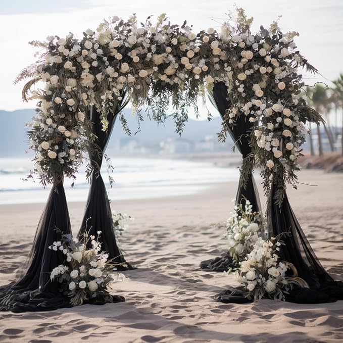Black Wedding Arch Draping Fabric Backdrop Drapes Sheer 4 Panels | 28.7"x20FT - Image 7