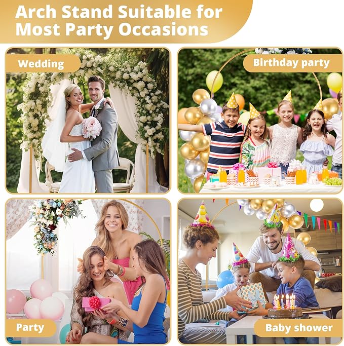 6.5 ft Gold Metal Balloon Arch Stand, Arch Backdrop Stand - Image 6