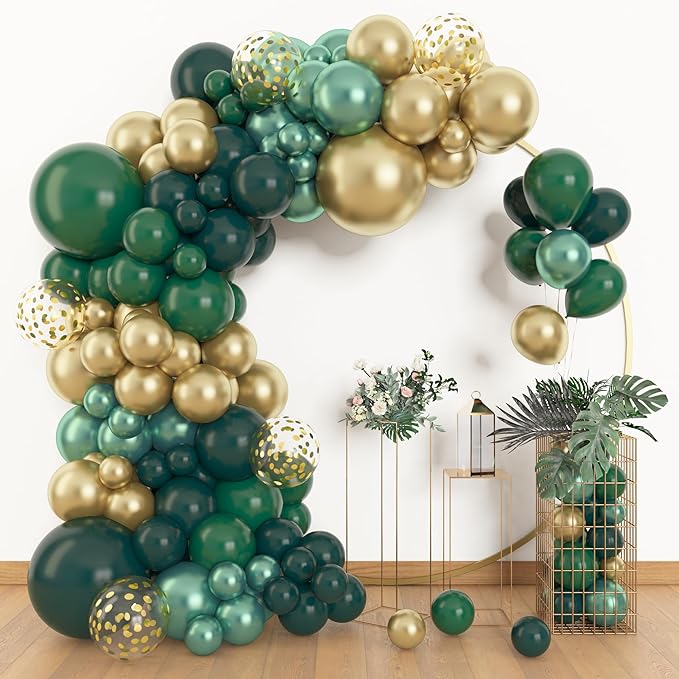 Amandir 153pcs Green and Gold Balloon Garland Arch Kit Different Sizes | 18 12 by Amandir