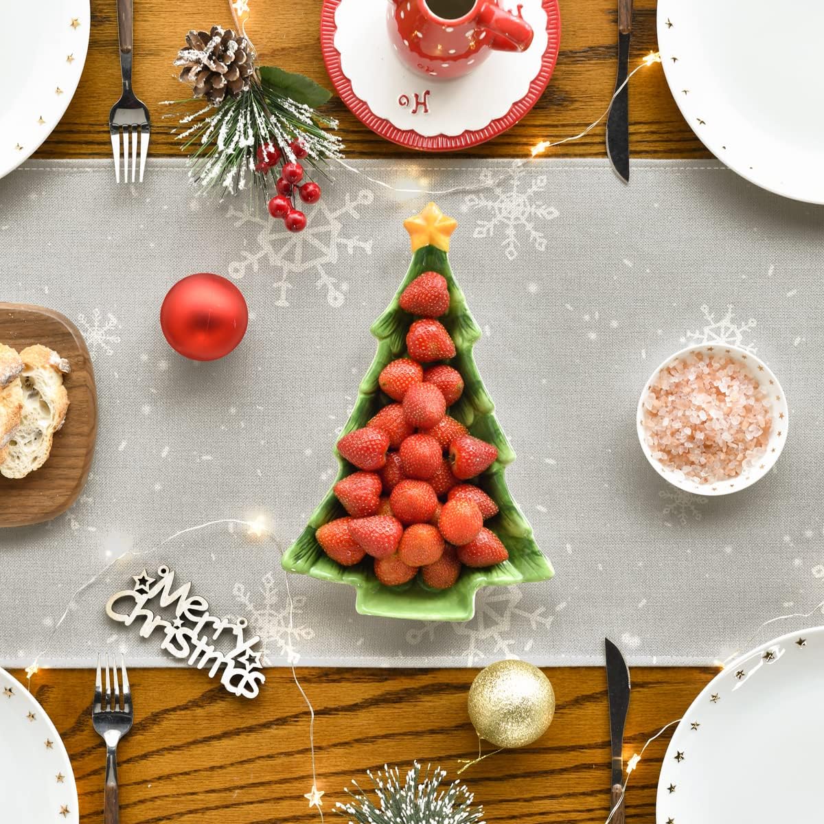 Artoid Mode Grey Snowman Snowflake Let it Snow Christmas Table Runner, Seasonal Winter Kitchen Dining Table Decor for Home Party Indoor 13x108 Inch