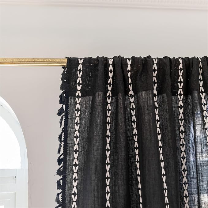 RoomTalks Black Boho Farmhouse Curtains - Image 4