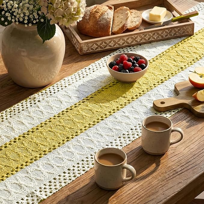 Artoid Mode Yellow Farmhouse Rustic Table Runner 12x120 Inch | Seasonal Holiday - Image 3