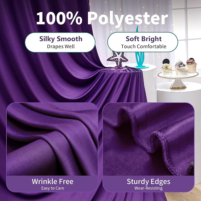 20×12ft Wrinkle Free Purple Backdrop Curtain - Image 2