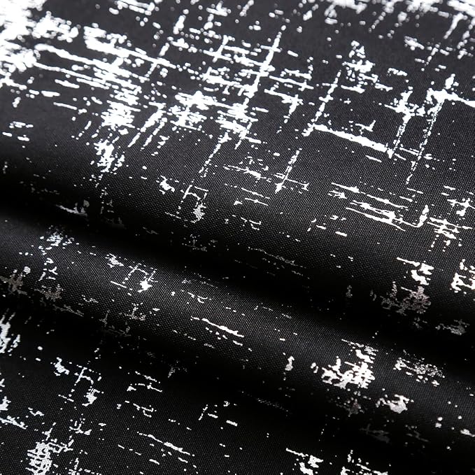Taisier Home Silver Foil Print Linen Textured Curtains Geometric Dots Pattern - Image 7