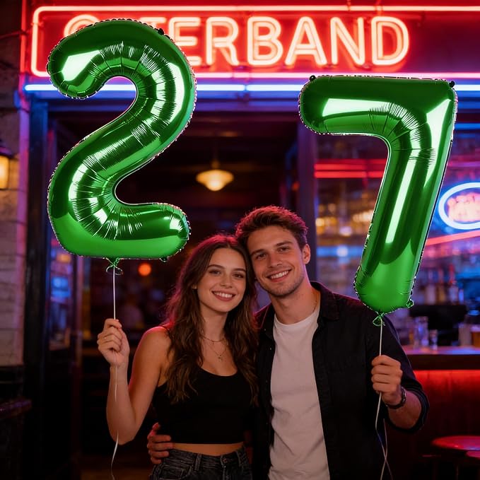 Number 27 Balloons 40 Inch for 27 72 Birthday Party Decorations, Dark Green | - Image 4
