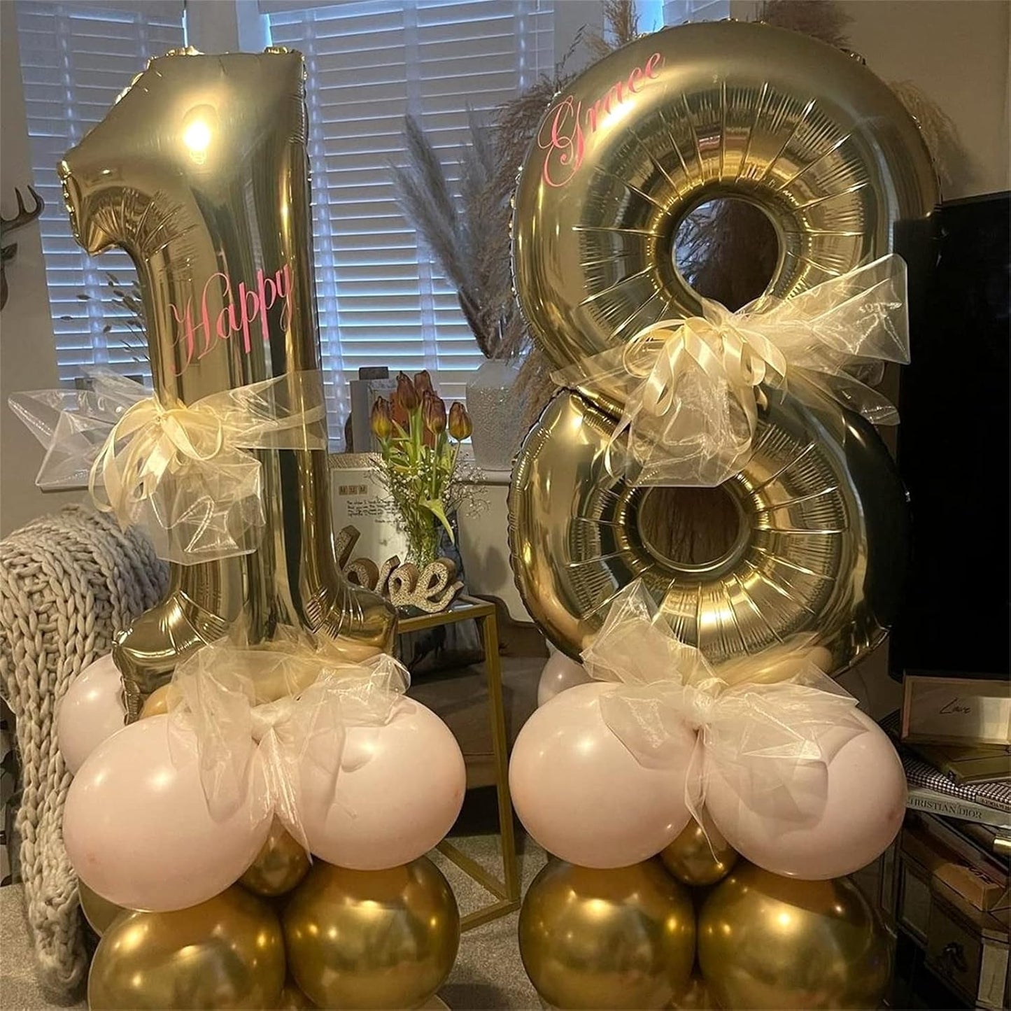 40'' Champagne Gold Number 7 Balloon, Self Inflating Foil Number Balloons Set 0-9, Light Gold Digital 7 Helium Balloon for Girls Boys 7th Birthday Graduation Party Decorations Anniversary Supplies