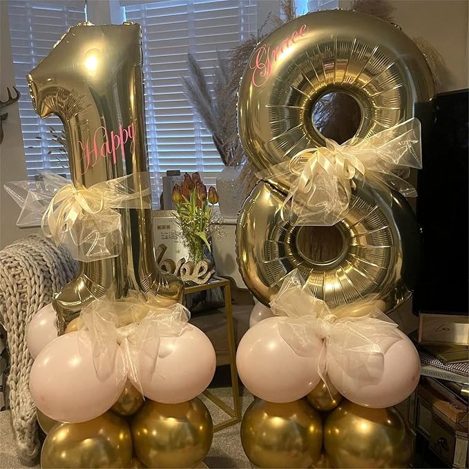 Champagne Gold Number 1 Balloons, 40 In Large Light Gold Number 1 Foil Helium - Image 6