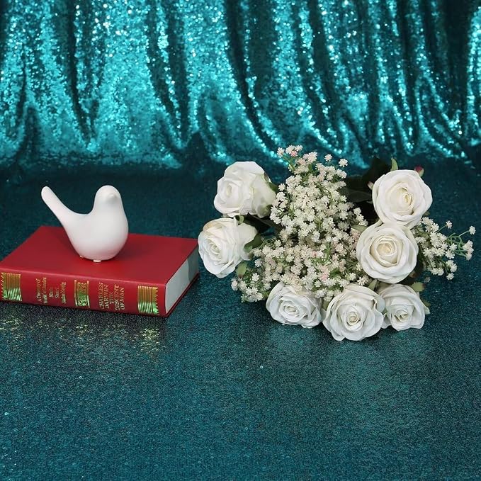 Eternal Beauty Teal 3mm Sequin Backdrop 8x10 Ft - Image 8
