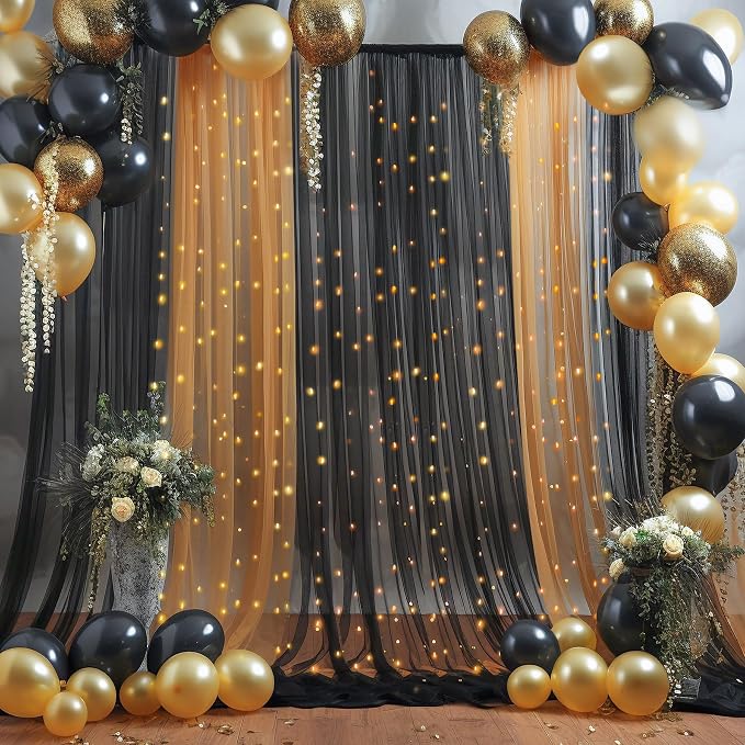 10x10ft Black Tulle Backdrop Curtain - Image 4
