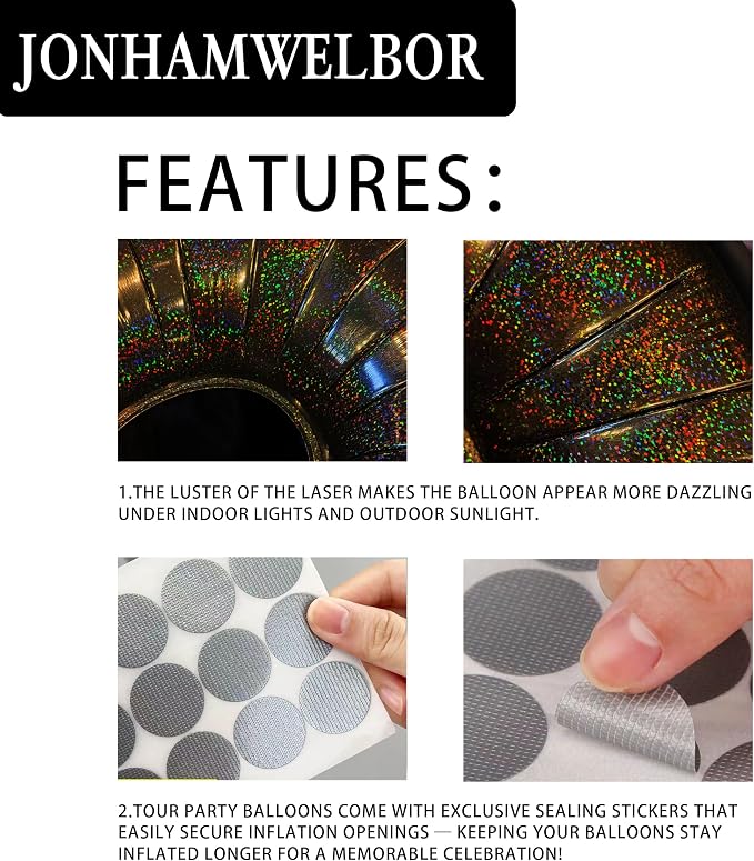 Jonhamwelbor 40 Inch Laser Black 4 Balloon Number Foil Mylar Giant Balloon - Image 4