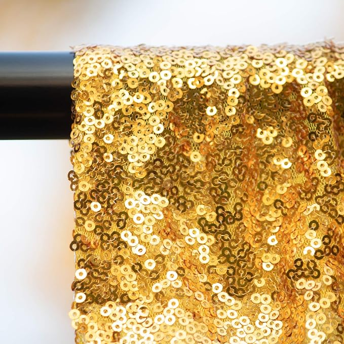 JYFLZQ Gold Sequin Backdrop Curtains 6ft x 8ft 1 Panel Glitter Photo Booth - Image 5