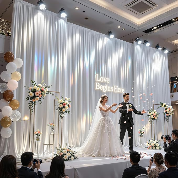 40x10ft White Glitter Backdrop Curtain - Image 2