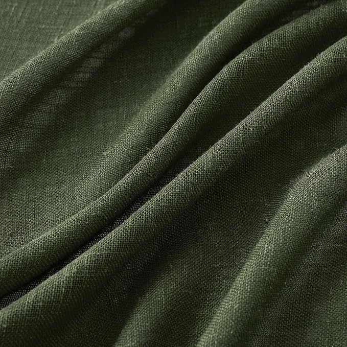 MIULEE Olive Green Linen Curtains 37x84 Inch Length - Image 4