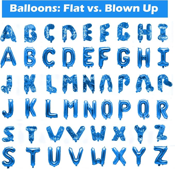 36 Pcs Blue Letter Balloons, Custom A-Z Set - Image 4