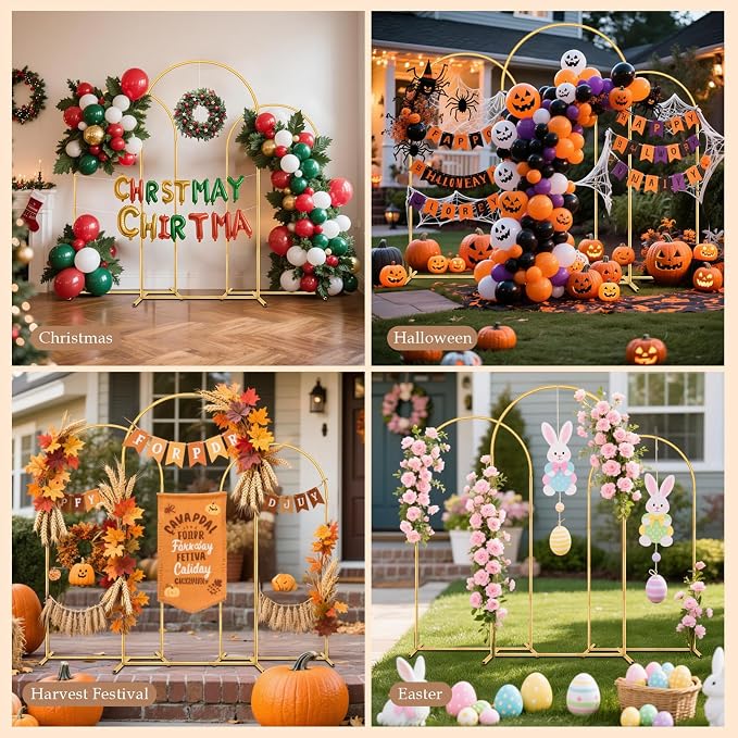 3 Pack Metal Arch Backdrop Stand Balloon Arbor Frame | Arch Stands - Image 2
