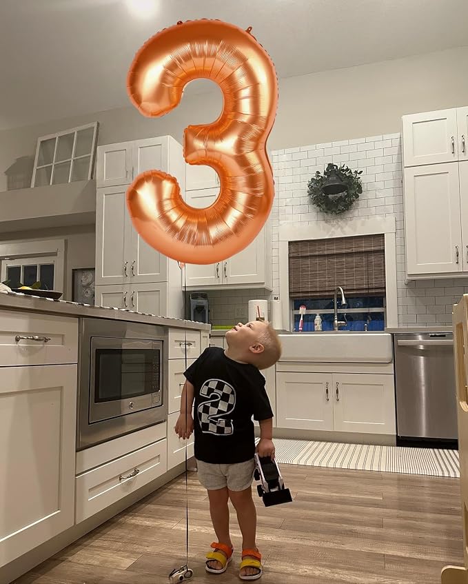 3 Balloon - Orange Birthday Number Balloons, 40 Inch Decorations Men Women | - Image 4