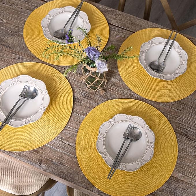 FunWheat Round Braided Placemats Set of 4 Table Mats - Image 6