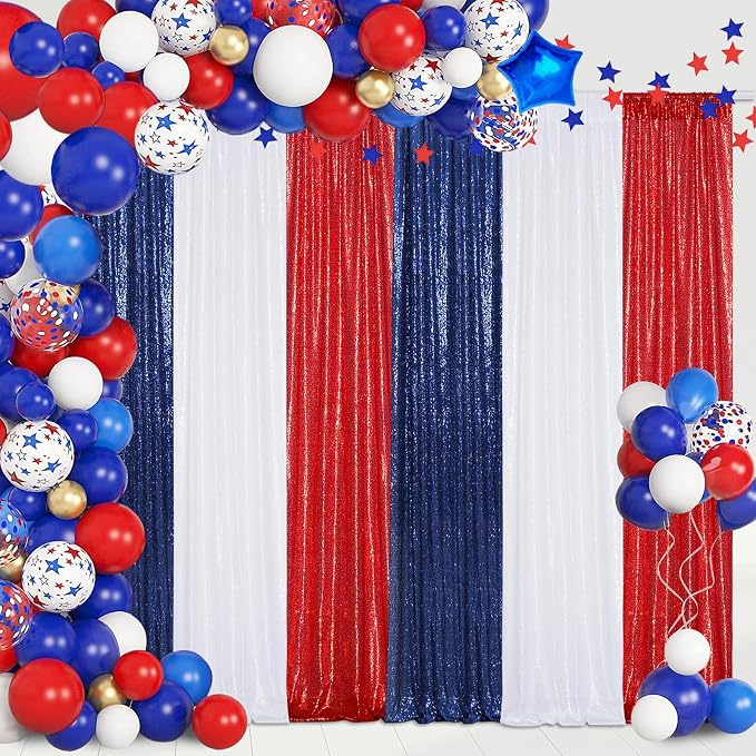 Poise3EHome Red Sequin Backdrop Curtains, 4 Panels 2FTx8FT Glitter Background - Image 5