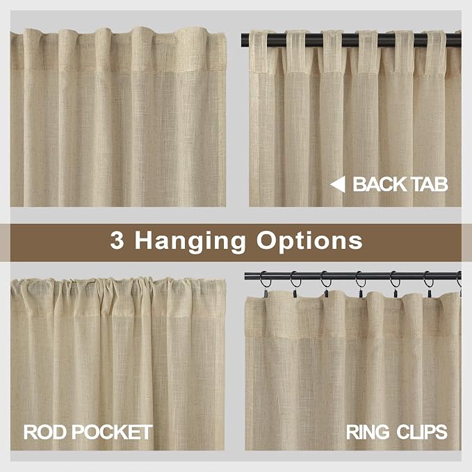 90 Inch Linen Curtains 2 Panels - Image 5