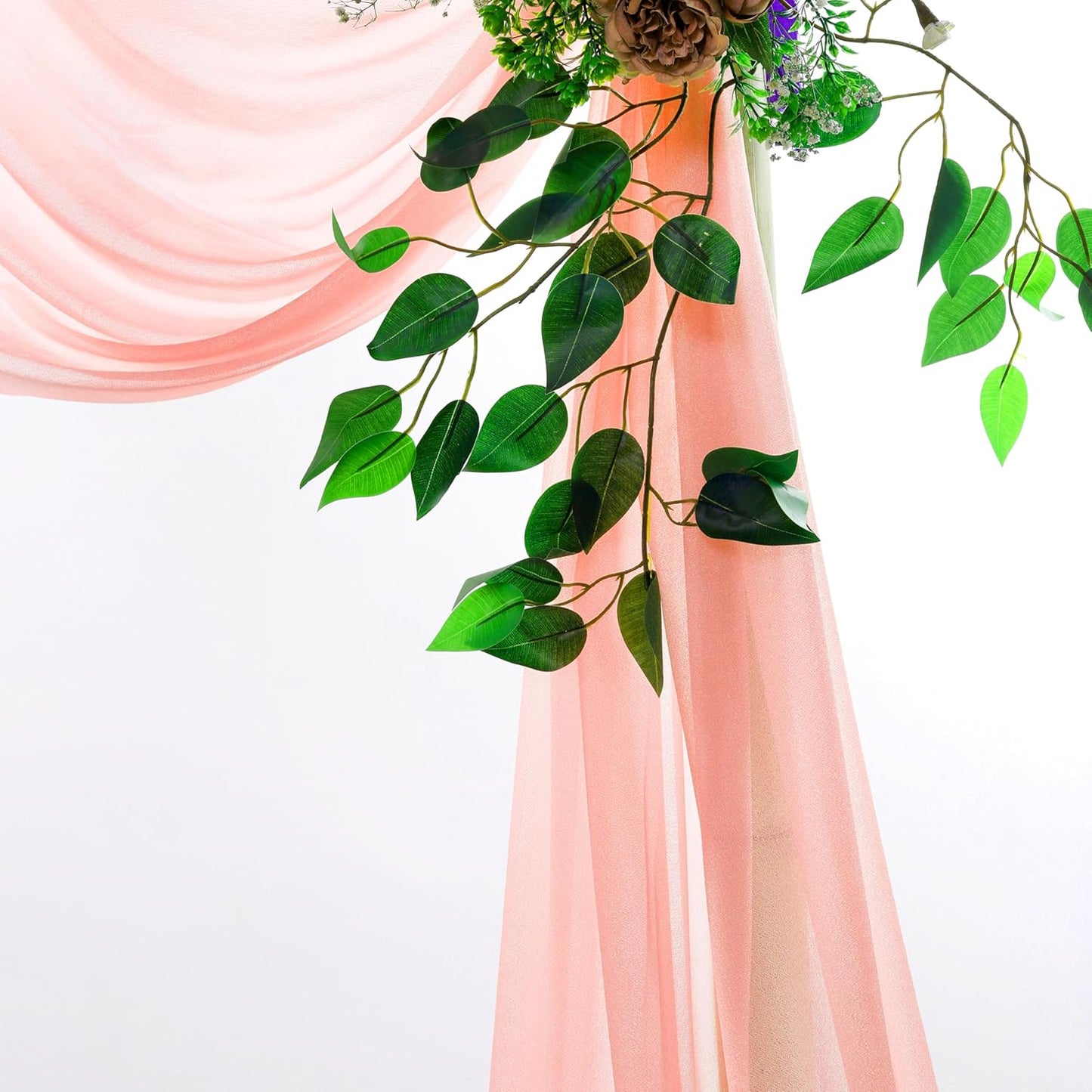 VDS Pack of 1 Panel (30 Inch X 50 Feet) Wedding Arch Draping Fabric Sheer Chiffon Fabric Drapery for Wedding Ceremony Reception Swag Backdrop Canopy Chuppah ARBO Altars Decoration (Peach)