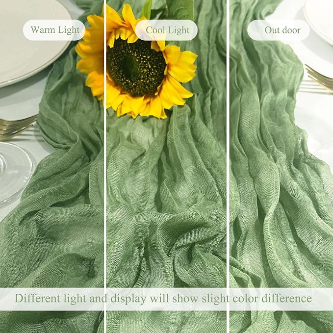 12Pack Sage Green Cheese Cloth Table Runner 20x120 inch Gauze Table Runner | - Image 5
