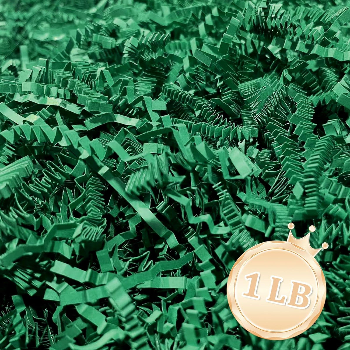 1 LB Dark Green Crinkle Cut Paper Shred Filler Great for Gift Wrapping, Dark Green Basket Fillers, Birthday, Halloween Thanksgiving Christmas Patrick's Day, Easter Party Decor Filling Supplies