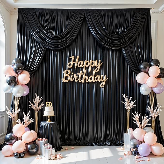30x10ft Black Glitter Backdrop Curtain - Image 8