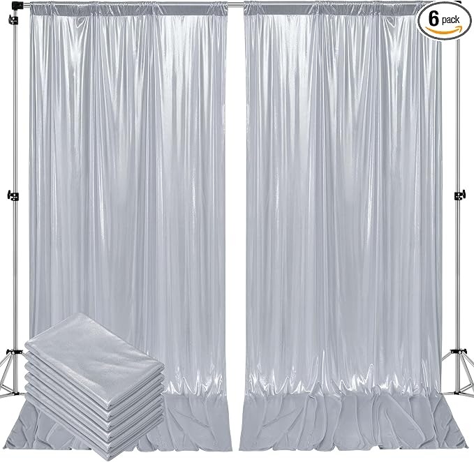 Outpain Thick 30 ft x 10 ft Silver Sequin Backdrop Curtain by Outpain