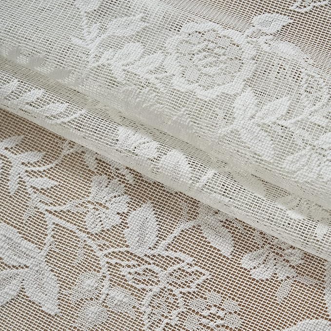 FINECITY Ivory Floral Lace Curtains - Image 7