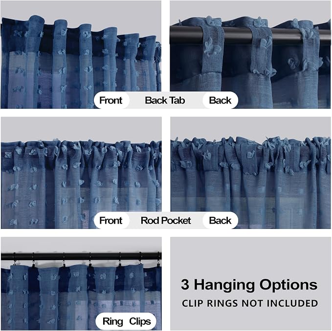 KOUFALL Navy Blue Boho Curtains - Image 3