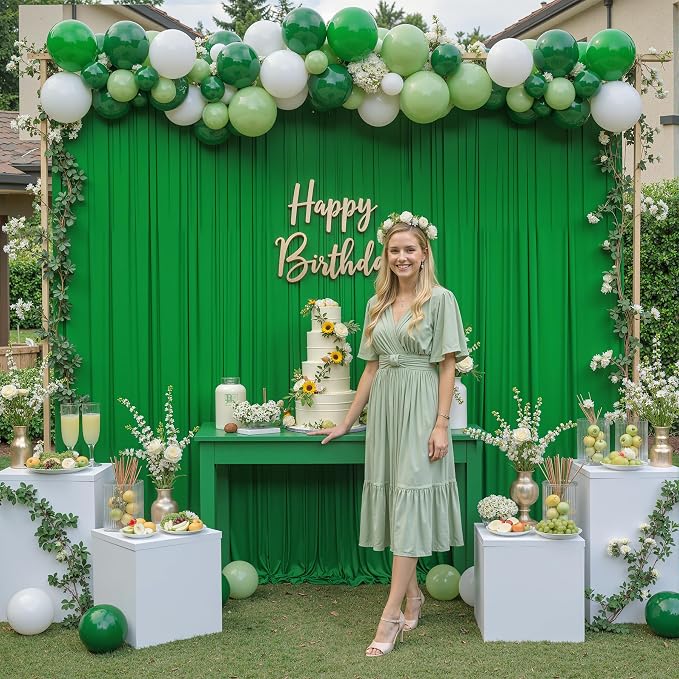 20 ft x 10 ft Wrinkle Free Green Backdrop Curtain - Image 5