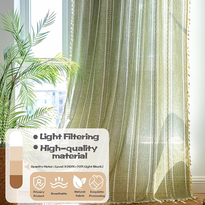 Sutuo Home Boho Curtains for Bedroom Living Room 108 Inches Long, Light - Image 2