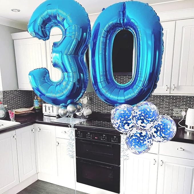17th Birthday Blue Foil Number 17 Balloons - Image 7