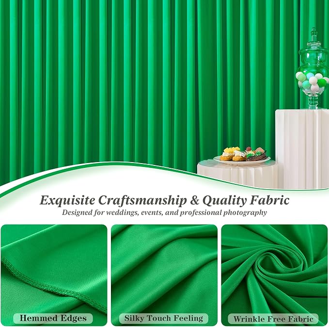 10 ft x 10 ft Wrinkle Free Green Backdrop Curtain - Image 3