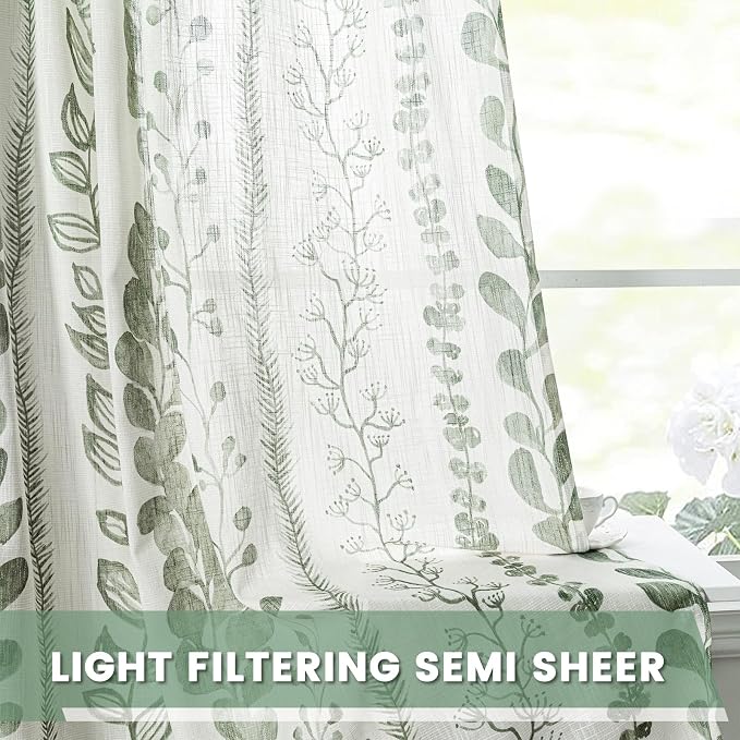 Sage Green Curtains 95 Inches Length 2 Panels Boho Curtains - Image 4