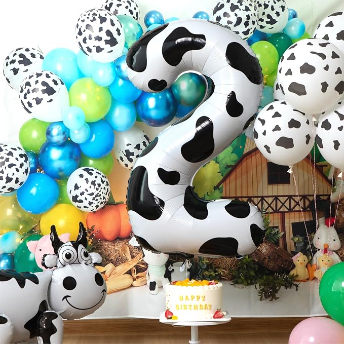 Cow Print Number 2 Balloon, Large 40 Inch Cow Number Birthday Balloons | Helium - Image 2