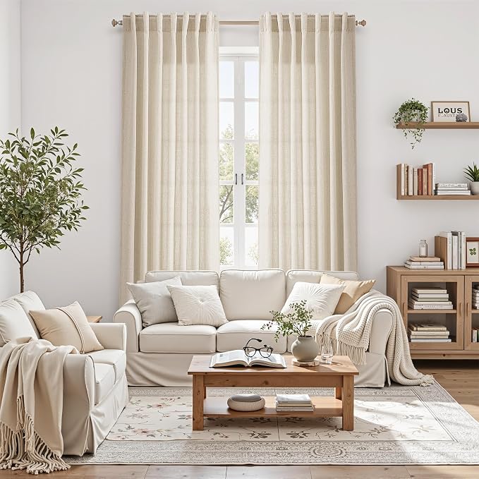Cream Beige Linen Curtains 84 Inches Long - Image 6