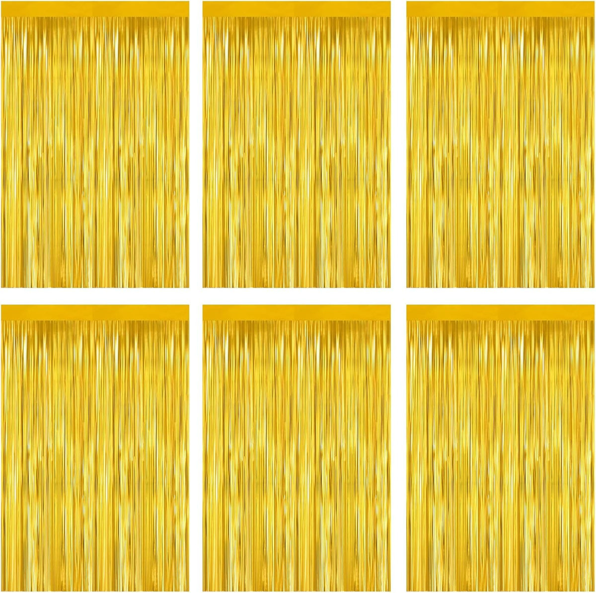 Gold Foil Fringe Curtain 3.3×8.3FT 6 Packs, Metallic Tinsel Curtains Party Streamers for Birthday Graduation Baby Shower Decoration (6pcs,3.3FT×8.3FT, Gold)