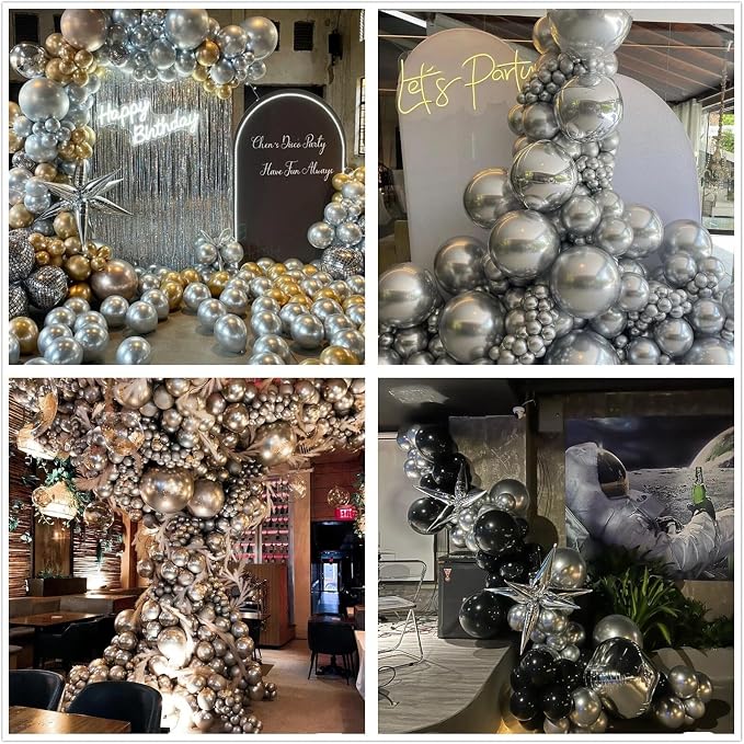 412pcs Metallic Silver Balloon Garland Arch Kit 18 12 10 5 Inch Different Sizes - Image 6