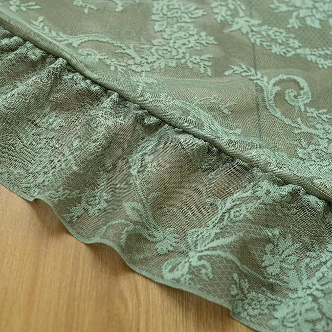 Deeprove Sheer Lace Curtains Olive Green 96 Inches Length - Image 6