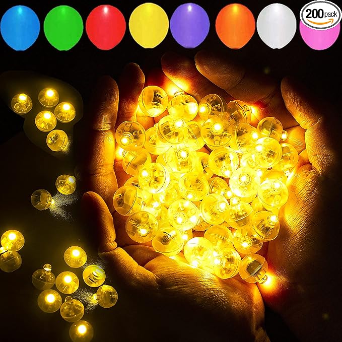 200pcs Yellow LED Balloon Light, Tiny Led Lights Round LED Ball Lamp by Aogist