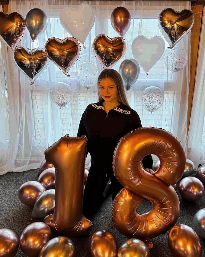 2 Balloon - Brown Birthday Number Balloons, 40 Inch Decorations Men Women | - Image 4