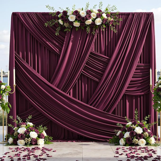50ft×12ft Burgundy Backdrop Curtains - Image 9
