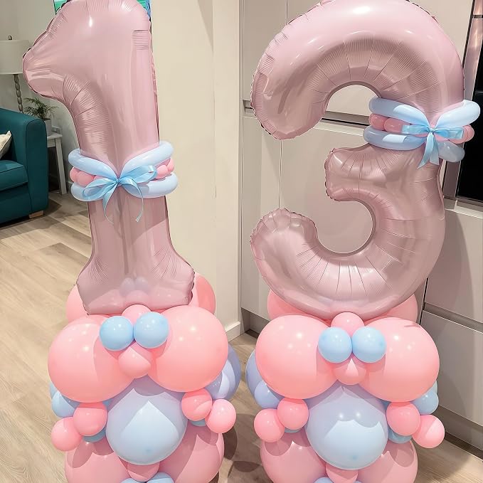 Big Number 21 Balloons, Dusty Light Blush Pink Foil 21 Balloon Numbers 40 Inch - Image 5