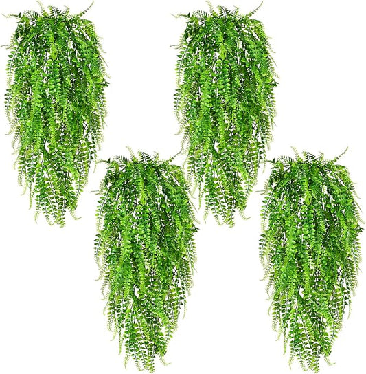 4Pcs Fake Ferns Fake Hanging Plants Artificial Ferns Vine Greenery | UV by Waipfaru