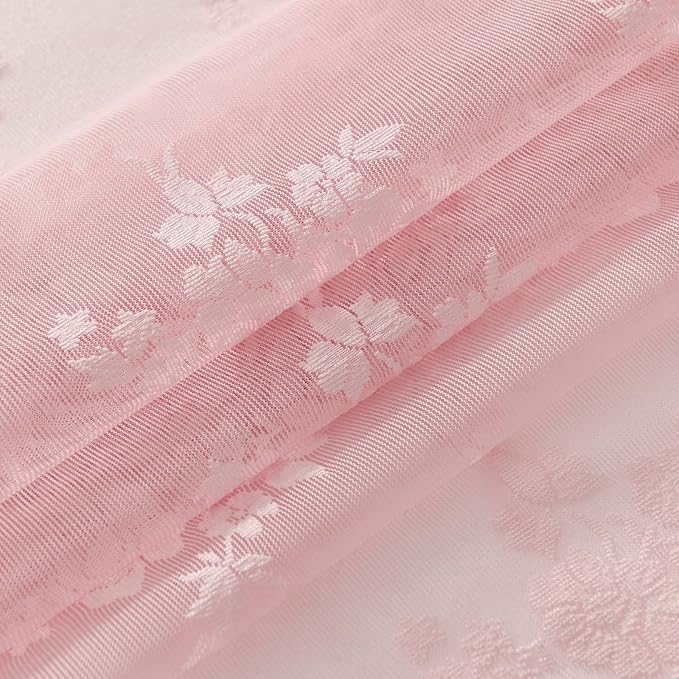 Kotile Pink Floral Lace Curtains - Image 7