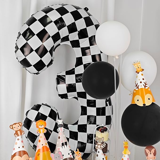 40In Black White Checkered Number 8 Balloon Race Car Digital Foil 8 Balloon | - Image 6