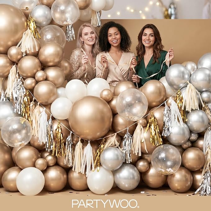 PartyWoo Metallic Gold Balloons 123pcs Chrome Gold Color 18 12 10 5 Inch | 18 - Image 5